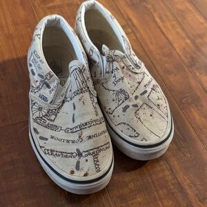 Vans Kids Cream Map Print Harry Potter Slip-On Shoes